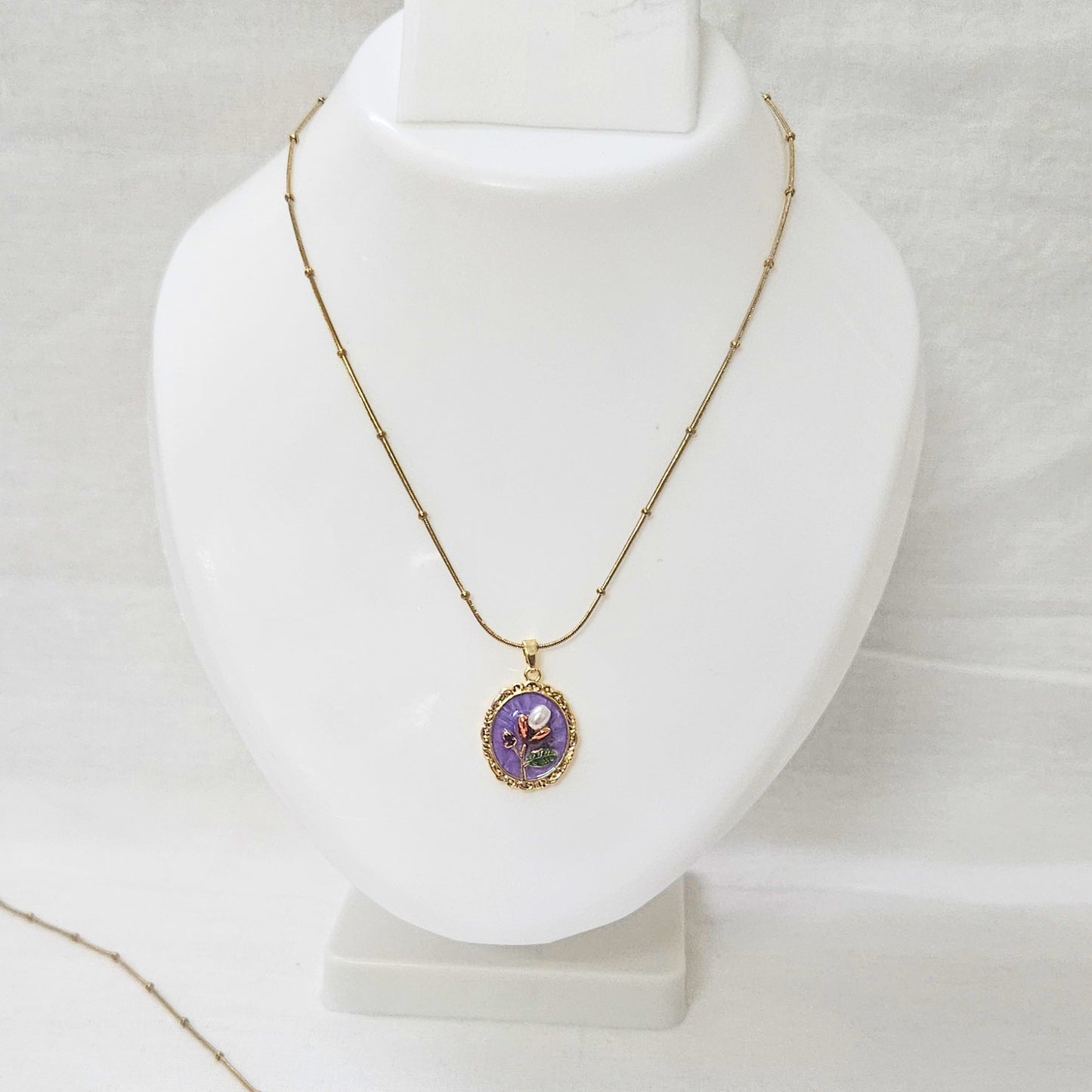 Purple Aura- Enamel Chain Pendant for Girls & Women