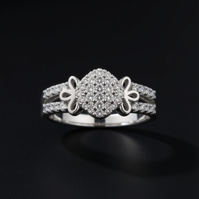 Meher Stone Ring- Silver AD Stone Adjustable Women Ring