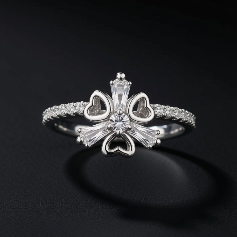 Zeenat Silver Ring- Silver AD Stone Adjustable Women Ring