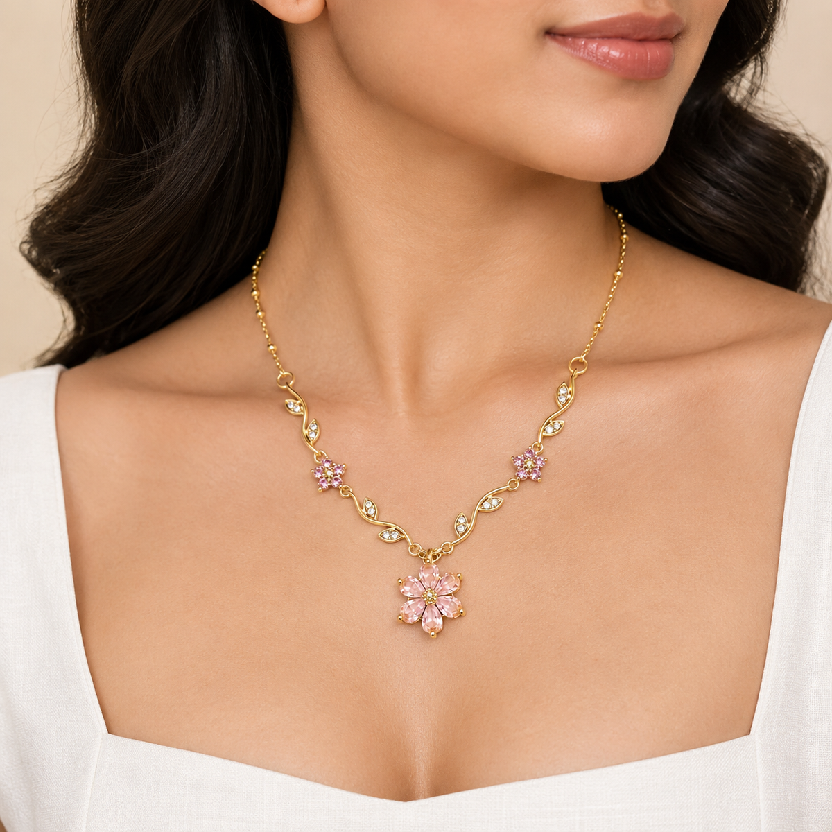 Tulip Charm Pendant- Anti-Tarnish Chain Pendant for Girls & Women