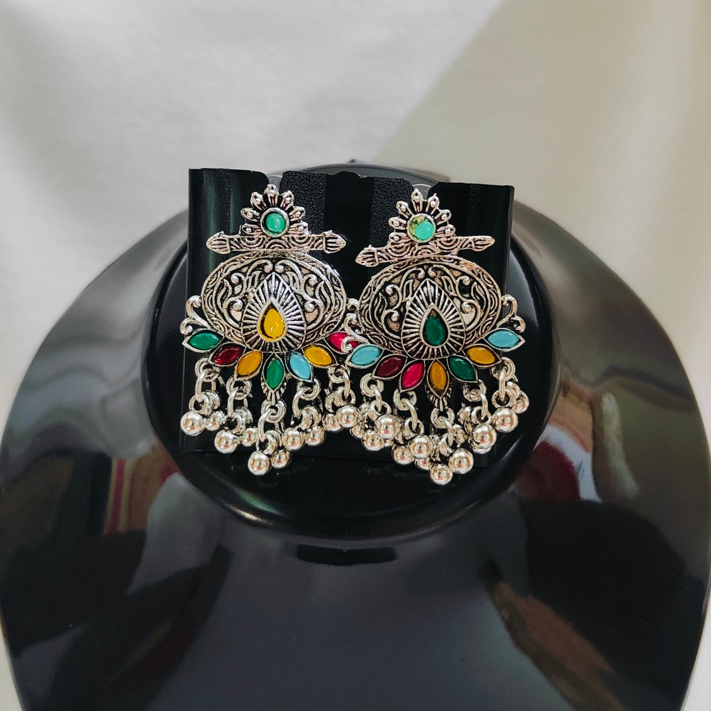 Aria : German Silver Long Necklace Set for Women