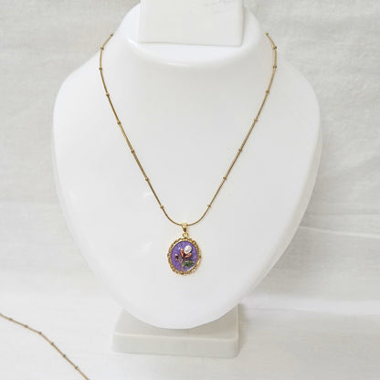 Purple Aura- Enamel Chain Pendant for Girls & Women