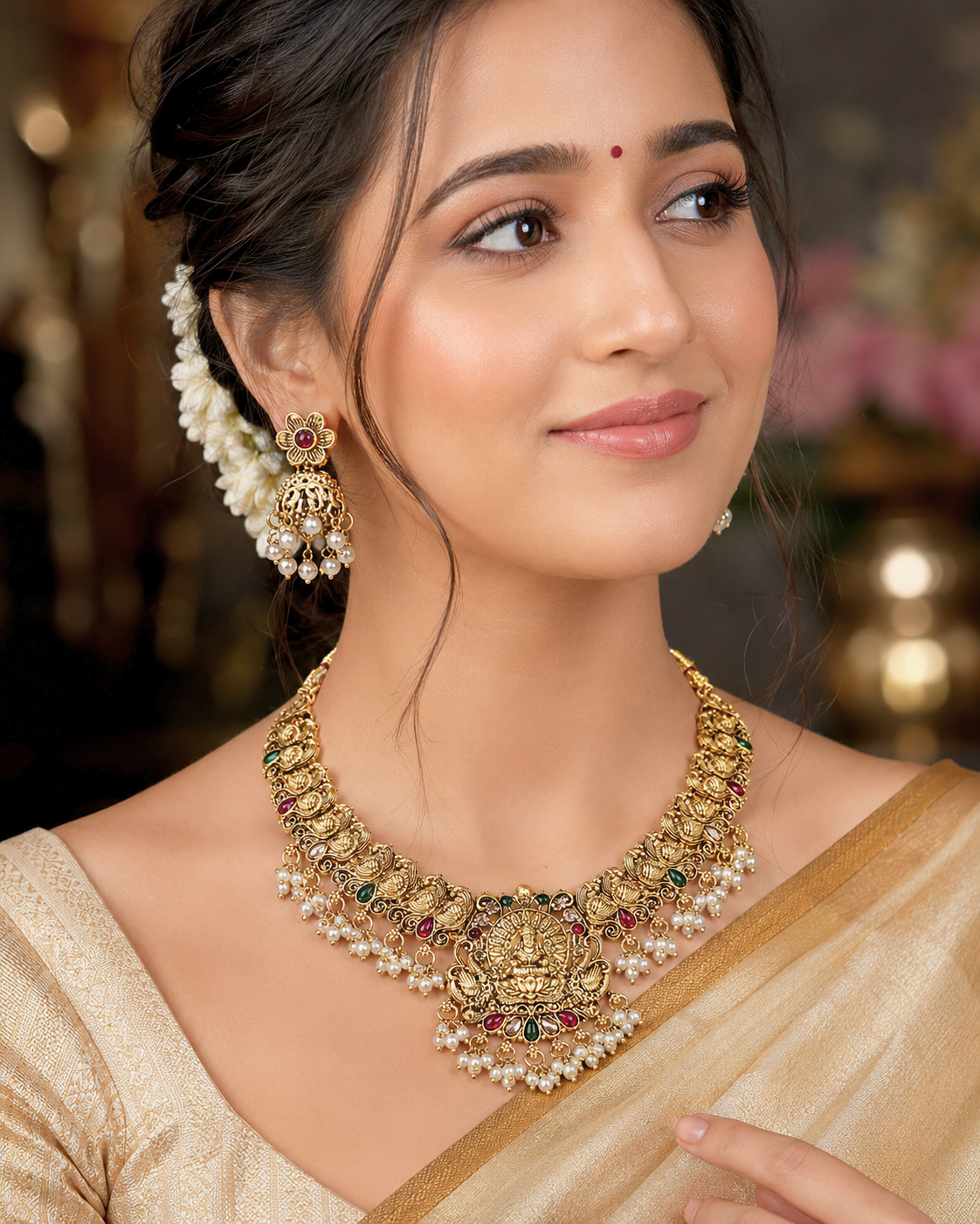 Vaibhavi- Temple Necklace Set for Girls & Women