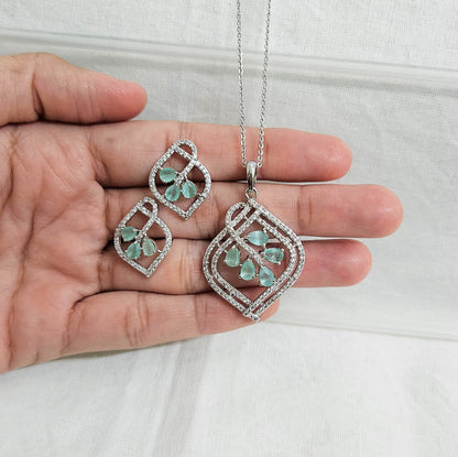 Divyelle - AD Stone Chain Pendant Set for Girls & Women