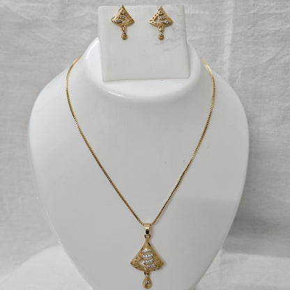 Aurora Gleam- AD Studded Chain Pendant Set for Girls & Women