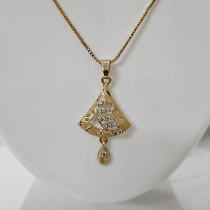 Aurora Gleam- AD Studded Chain Pendant Set for Girls & Women