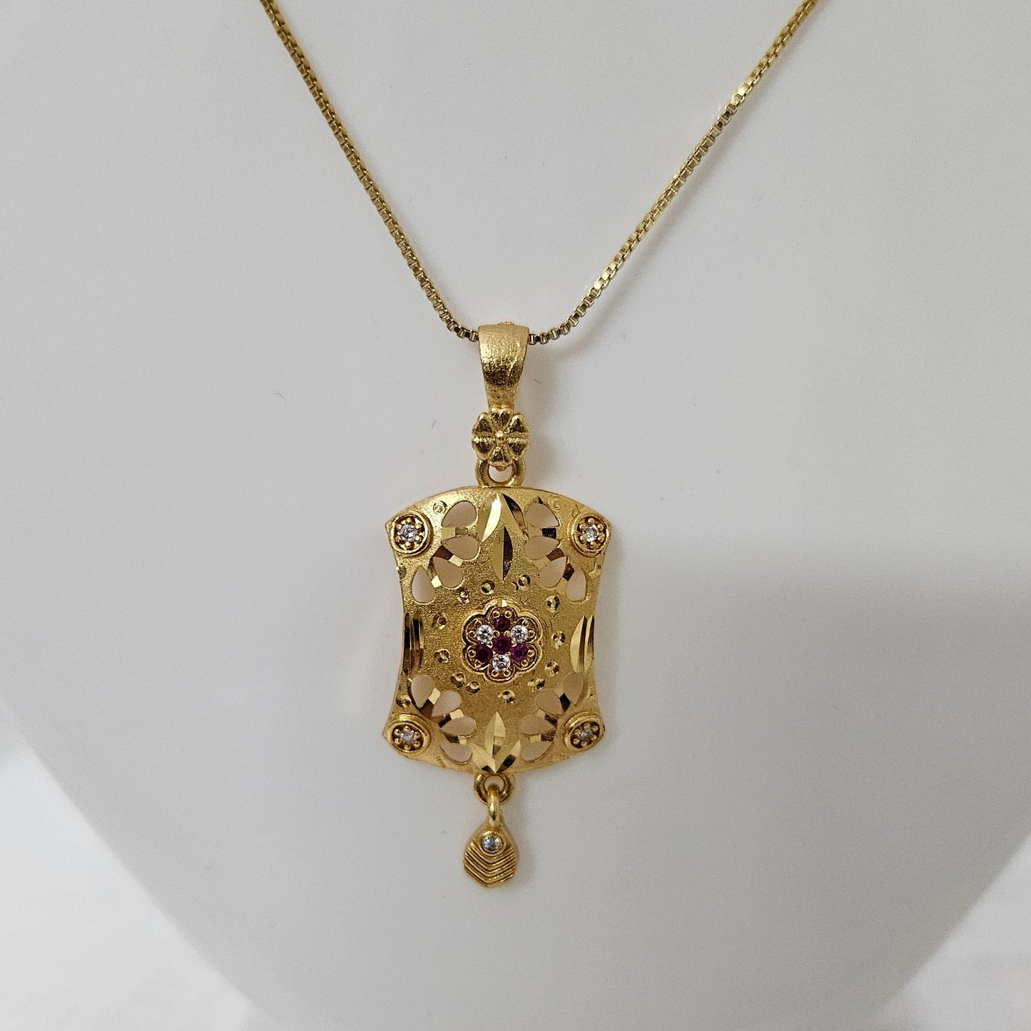 Aurum Charm- AD Studded Chain Pendant Set for Girls & Women