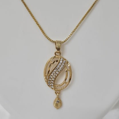 Aura Shine- AD Studded Chain Pendant Set for Girls & Women