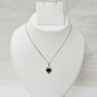 Moss Muse- Anti-Tarnish Green & Rose Gold Chain Pendant for Girls & Women