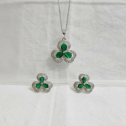 Celestyn Blue/Green/Pink- AD Stone Chain Pendant Set for Girls & Women