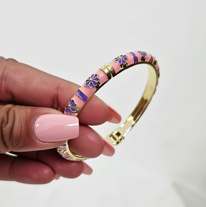 Mavique- Gold Plated Anti-Tarnish Enamel Bracelet