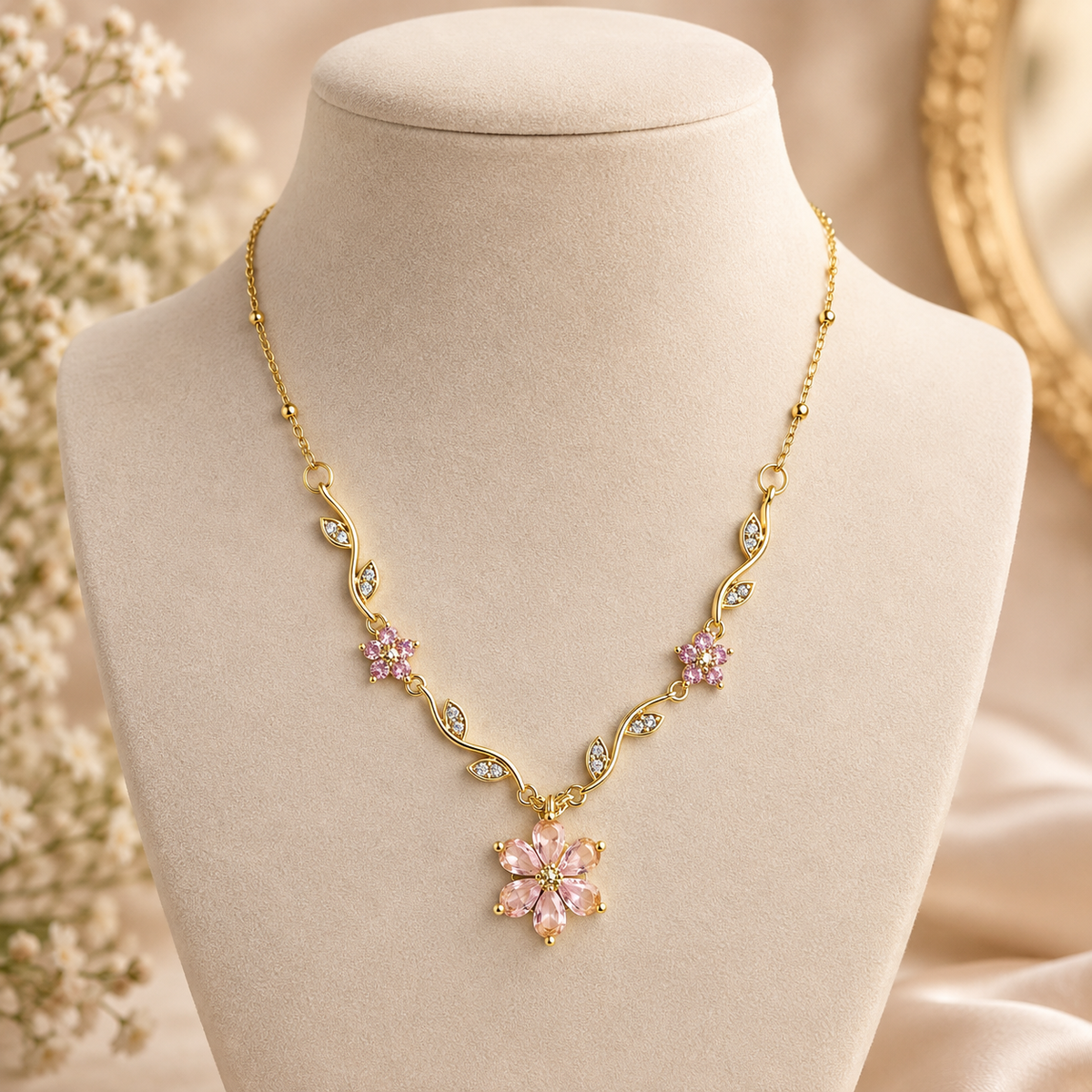 Tulip Charm Pendant- Anti-Tarnish Chain Pendant for Girls & Women
