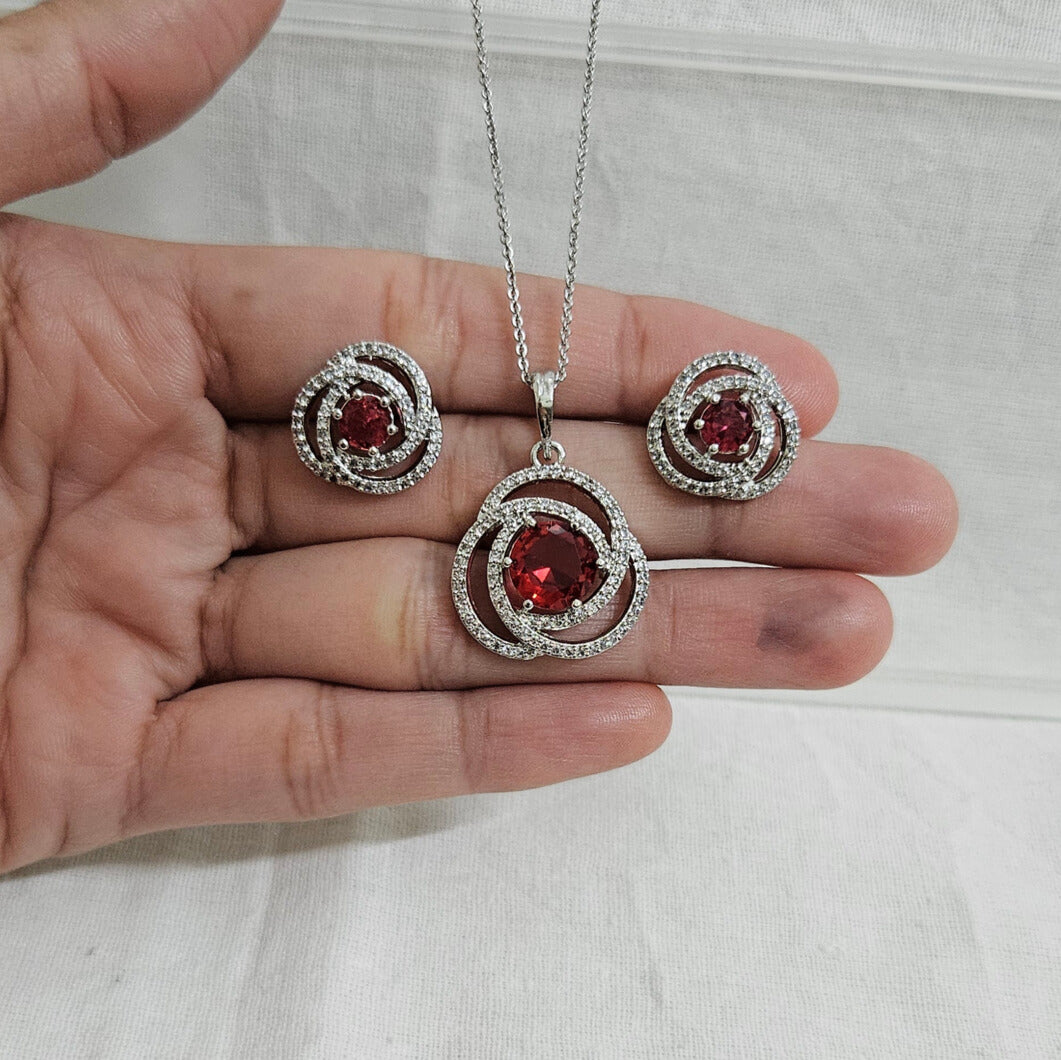 Orlisse - AD Stone Chain Pendant Set for Girls & Women