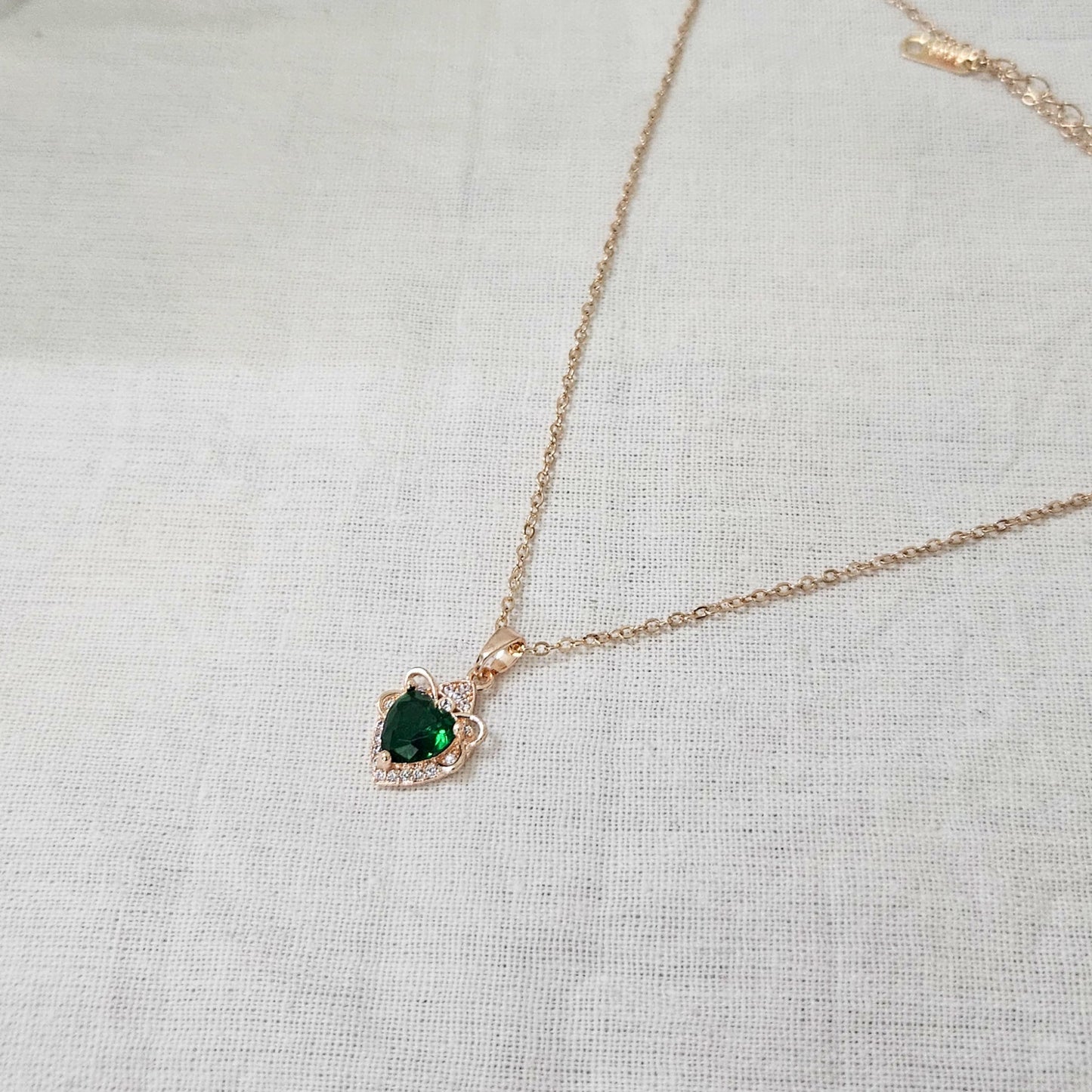 Moss Muse- Anti-Tarnish Green & Rose Gold Chain Pendant for Girls & Women