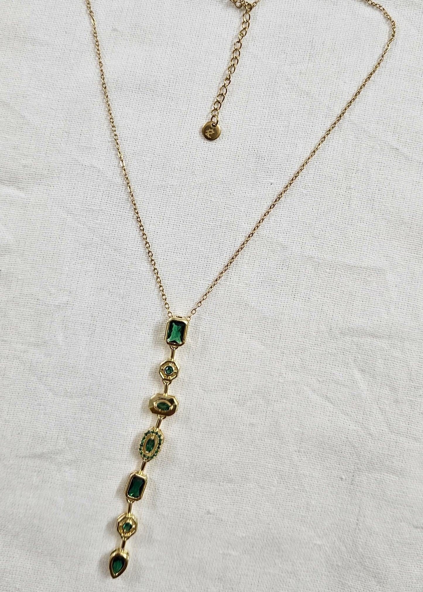 Mystic Green Drop - Anti-Tarnish Chain Pendant for Girls & Women