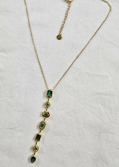 Mystic Green Drop - Anti-Tarnish Chain Pendant for Girls & Women