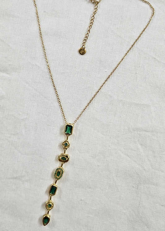 Mystic Green Drop - Anti-Tarnish Chain Pendant for Girls & Women