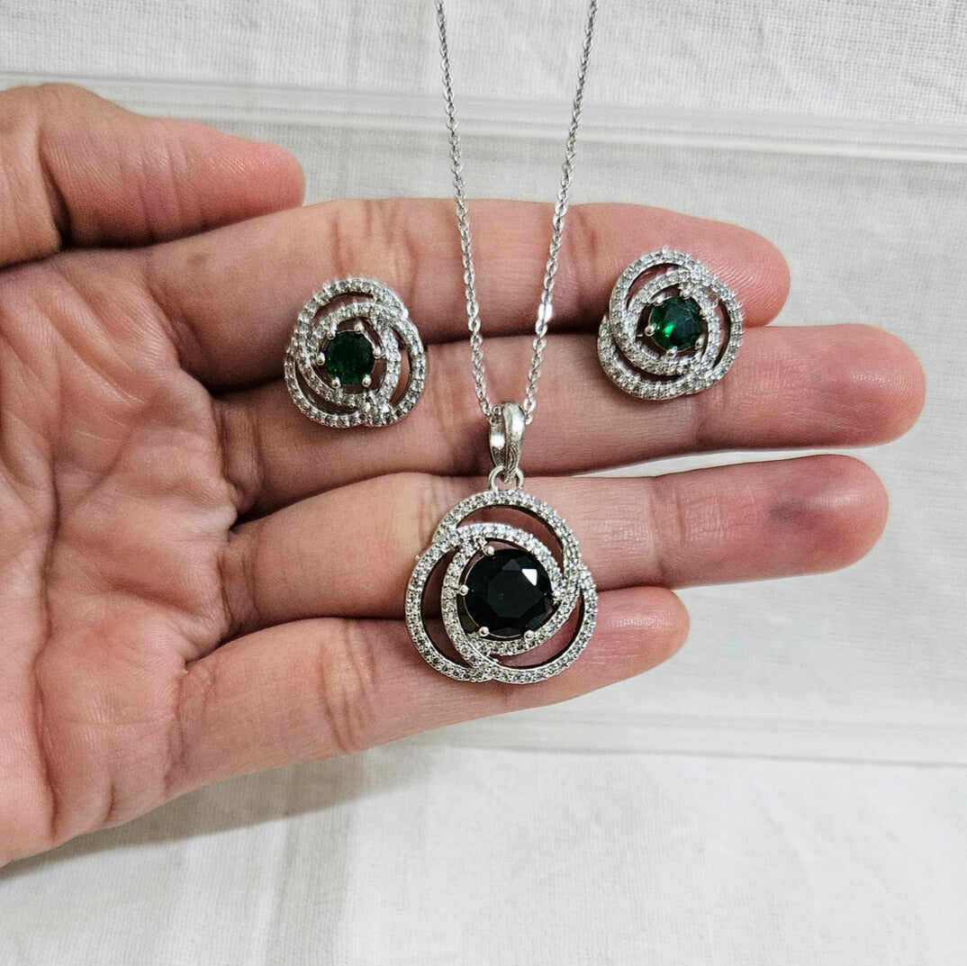 Orlisse - AD Stone Chain Pendant Set for Girls & Women