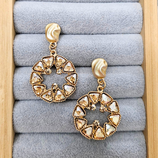 Golden Orbit Drop- Premium Anti-Tarnish Earrings for Girls & Women