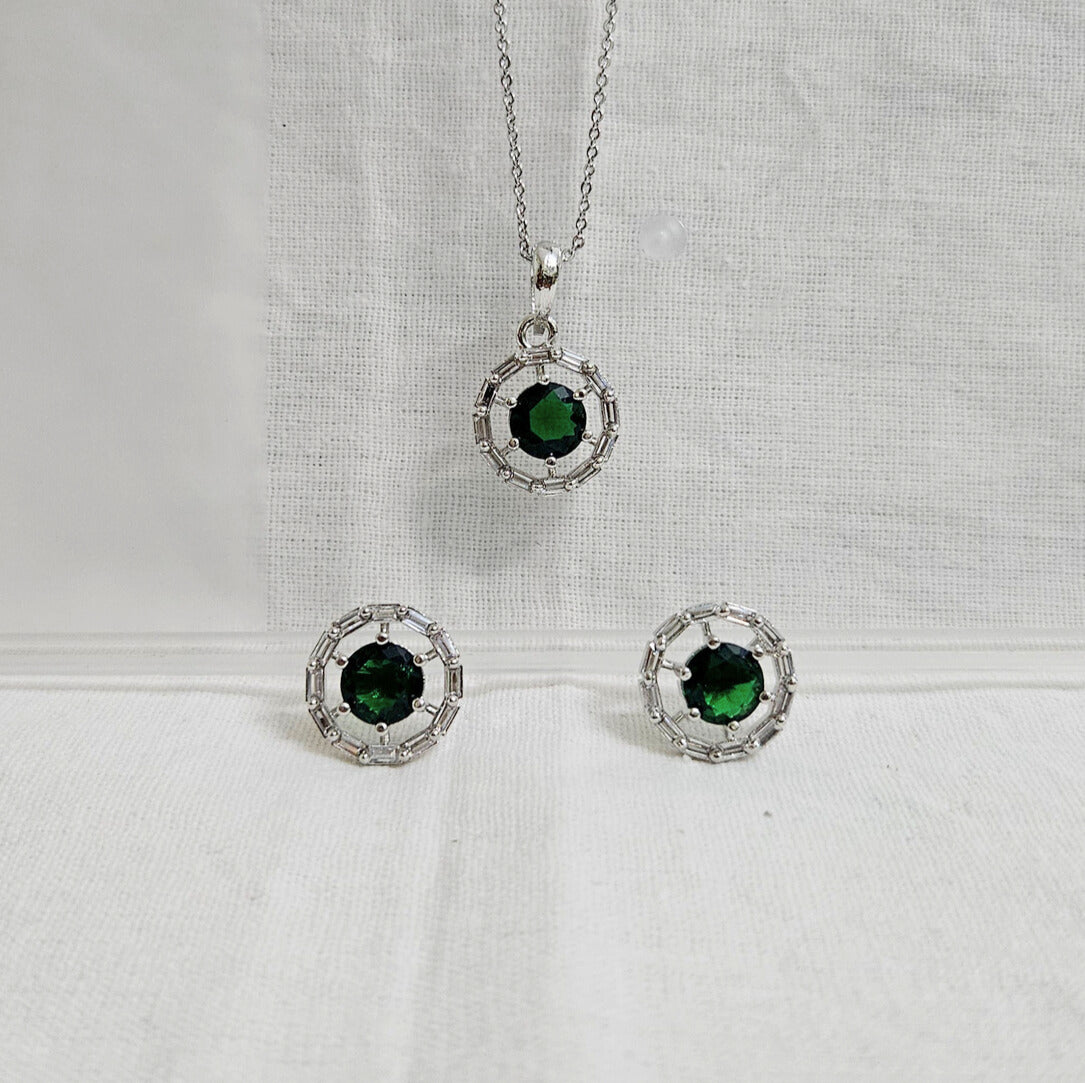 Ziaa - AD Stone Chain Pendant Set for Girls & Women