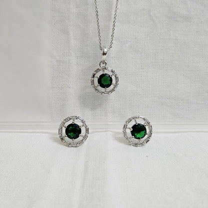 Ziaa - AD Stone Chain Pendant Set for Girls & Women