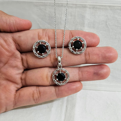 Ziaa - AD Stone Chain Pendant Set for Girls & Women