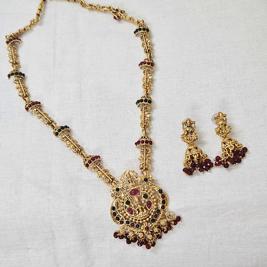 Royal Temple Long Jewellery Long Necklace Set for Girls & Women
