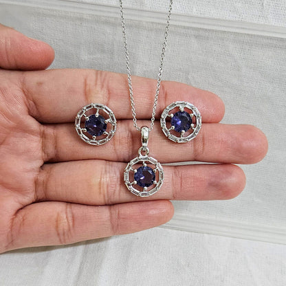 Ziaa - AD Stone Chain Pendant Set for Girls & Women