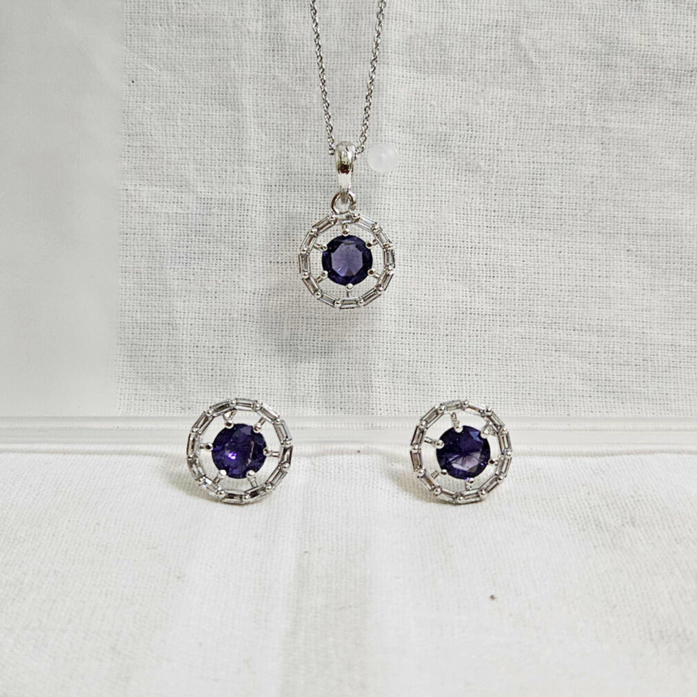 Ziaa - AD Stone Chain Pendant Set for Girls & Women