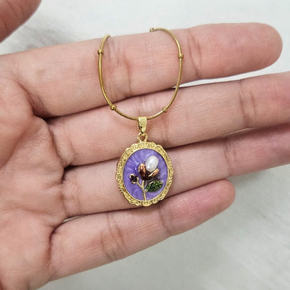 Purple Aura- Enamel Chain Pendant for Girls & Women