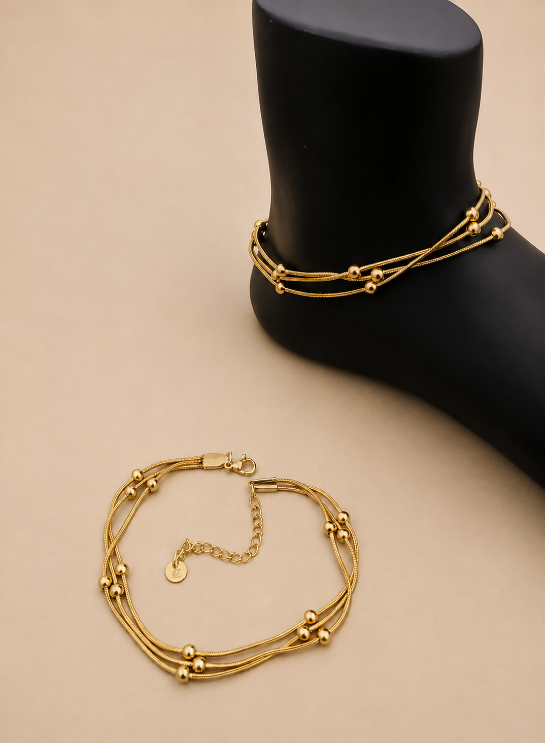 Aura Beads Chain- Anti-Tarnish Anklet for Girls & Women