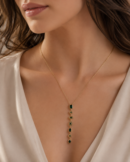 Mystic Green Drop - Anti-Tarnish Chain Pendant for Girls & Women