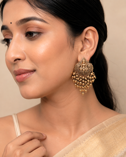 Mahalaxmi- Antique Temple Design Earrings for Girls & Women