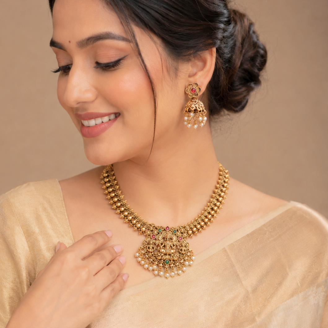 Devi Aura- Temple Necklace Set for Girls & Women