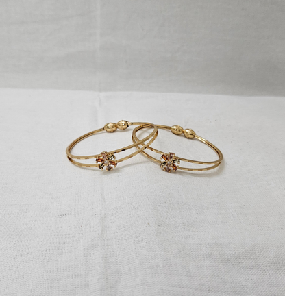 Twin Spark- Micro Gold Plated Kada Pair| Bracelet for Girls & Women (Adjustable)