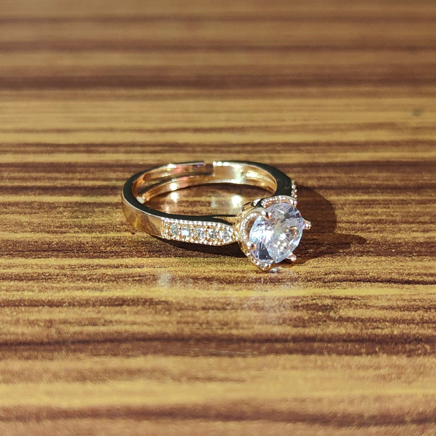 Golden Glimmer - AD Adjustable Ring Women