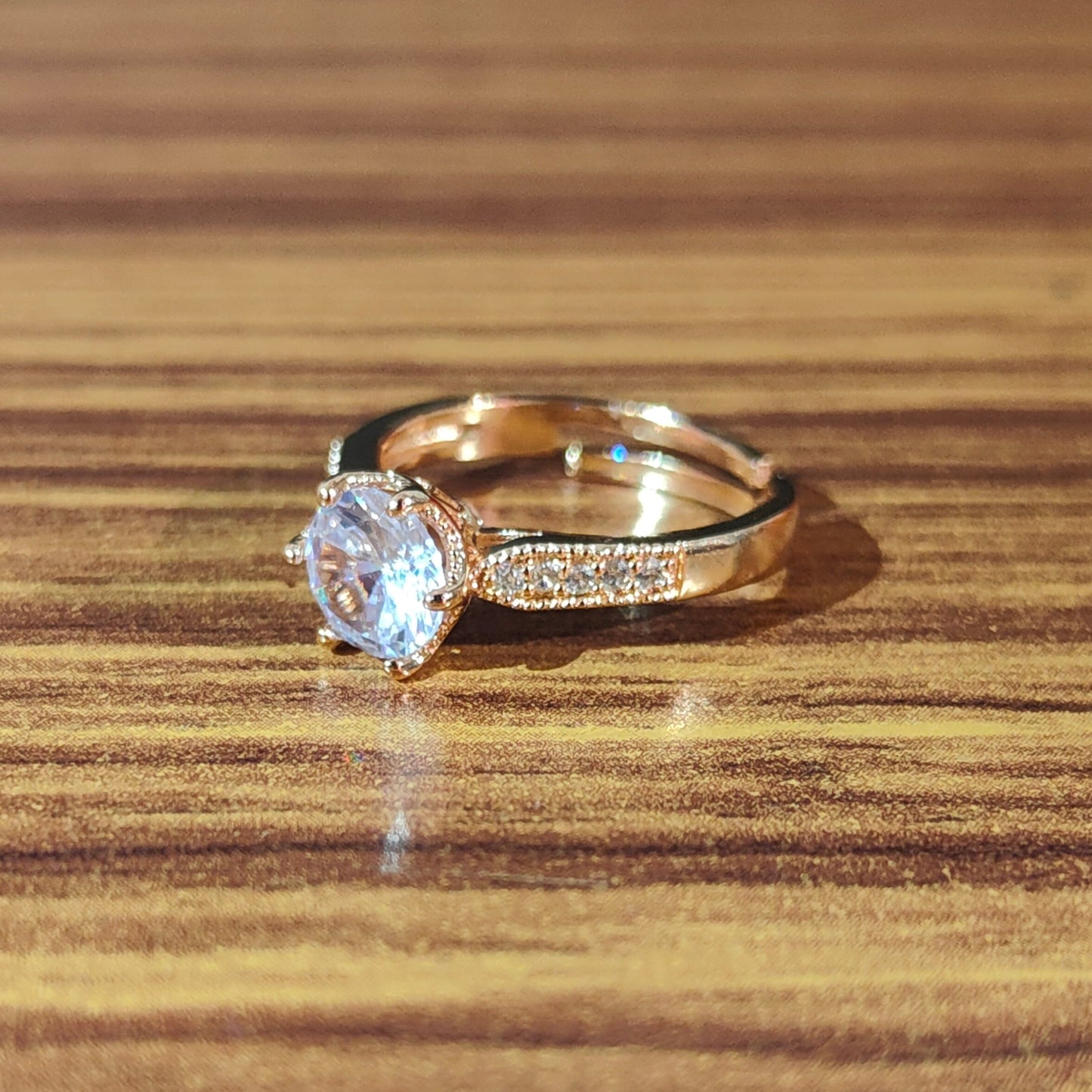Golden Glimmer - AD Adjustable Ring Women