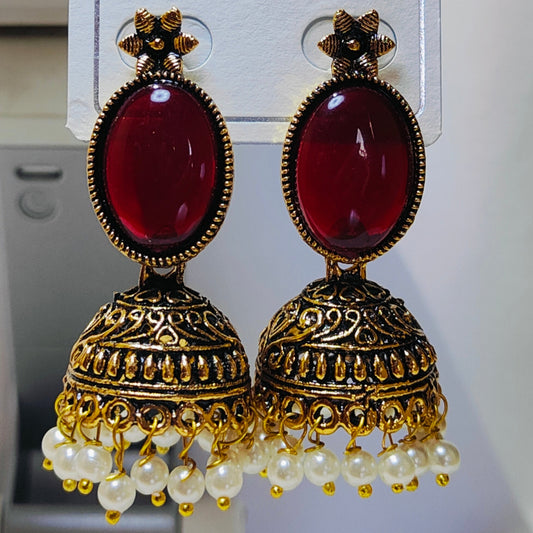 Arya : Jhumka for Women | Golden | Brass | Antique