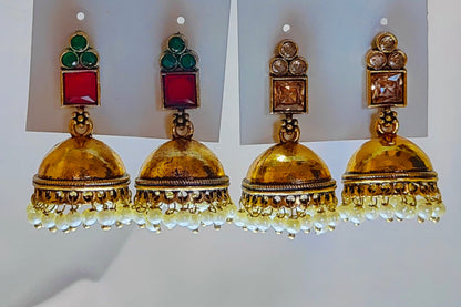 Bella : Jhumka for Women | Golden | Brass | Antique