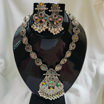 Vanya : German Silver Long Necklace Set
