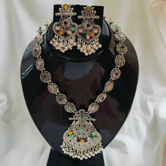 Vanya : German Silver Long Necklace Set
