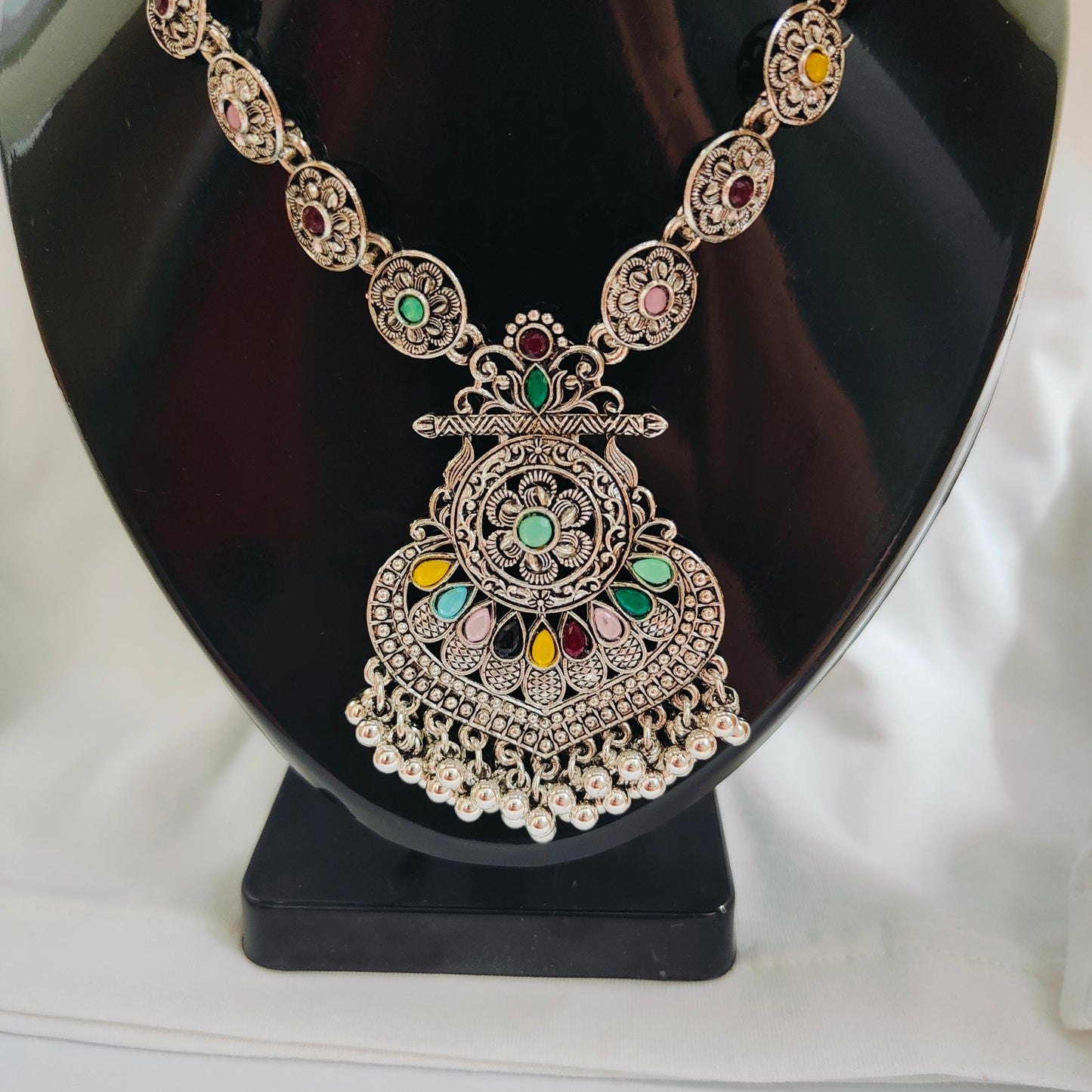 Vanya : German Silver Long Necklace Set