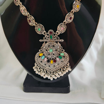 Vanya : German Silver Long Necklace Set