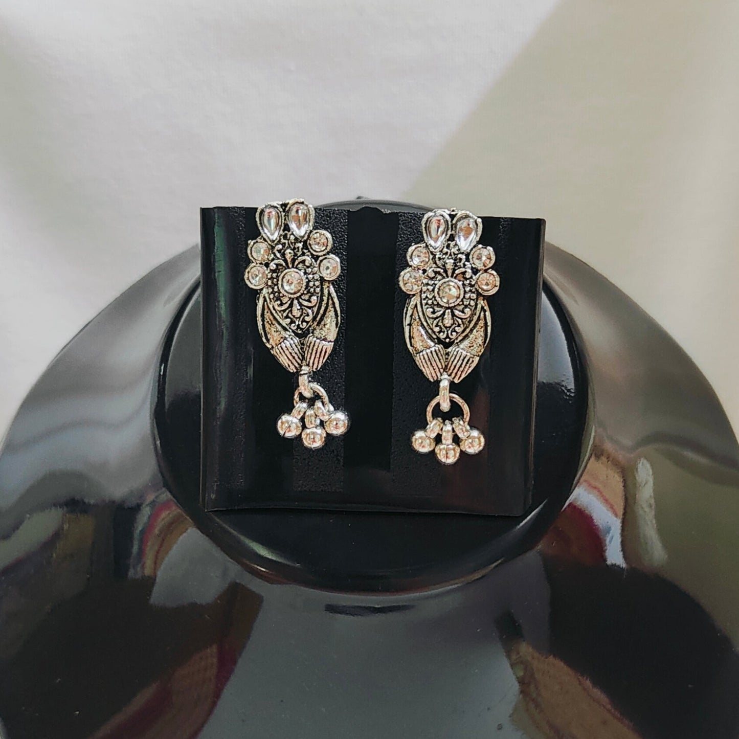 Nyla : German Silver Long Necklace Set for Women