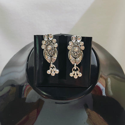 Nyla : German Silver Long Necklace Set for Women
