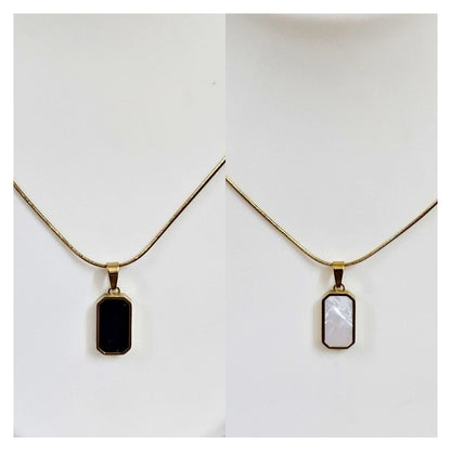 Black & White Aura- Dual Side Anti-Tarnish Chain Pendant for Girls & Women