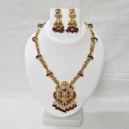 Royal Temple Long Jewellery Long Necklace Set for Girls & Women