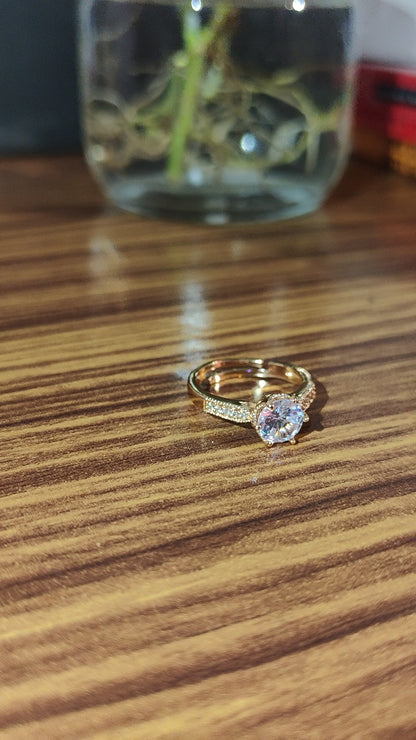Golden Glimmer - AD Adjustable Ring Women